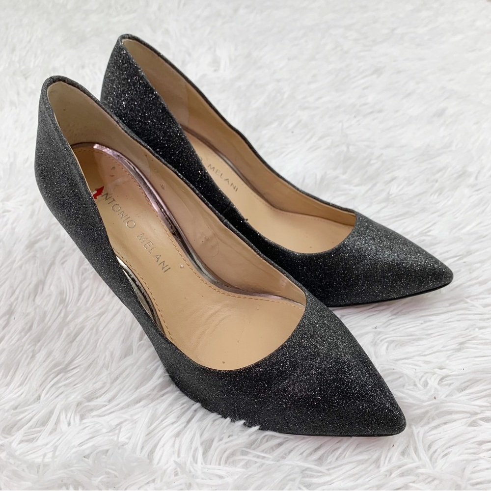Antonio Melani glittery‎ stiletto pumps slender heels in black